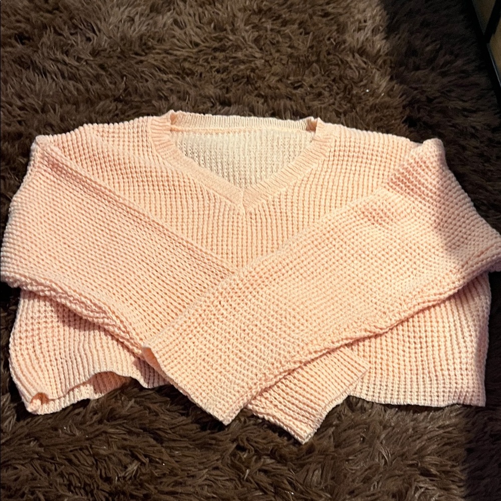 Cozy Pink V-Neck Sweater